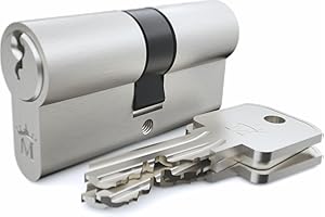 Sempro Profilzylinder 30/40 Türzylinder mit 3 Schlüsseln - Schließzylinder Doppelzylinder Messing Vernickelt (EN 1303:2015)