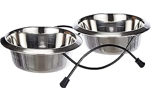 CLASSIC Pet Products Anti-Kipp-Futterstation mit 2 x 470 ml Edelstahl-Schüsseln, 12,7 cm