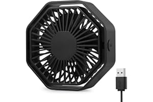 Bigqin Mini Ventilatore Portatile, Ventola Silenziosa Portatile, Ventola Da Tavolo a 3 Velocità per La Camera Da Letto, Scrivania, Domair (Rotazione a 360 °, Alimentata Da USB), Nero