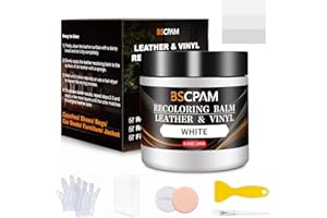 BSCPAM Leder Reparatur Set Weiß,Flüssigleder Lederpflege für Ledercouch,Autositze,Vinyl,Leder Sofa Kratzer/Fleck,Kunstleder Reparaturset,Lederfarbe Lederfett für Zerkratzte,Riss und Verblasste