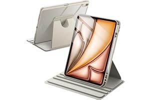 JETech Rotating Case for iPad Air 13-Inch M3/M2 (2025/2024) with Pencil Holder, 360 Degree Rotation Protective Stand Cover Clear Back, Auto Wake/Sleep (Starlight)