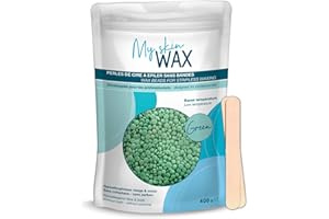 My Skin Wax – Wosk bez pasków, hipoalergiczny, perełki wosku do podgrzewacza wosku, twardy wosk do depilacji dla skóry wrażliwej, dla mężczyzn i kobiet, do twarzy, bikini (Zielony, 400g)