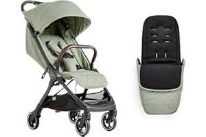 Silver Cross - Clic Compact Pushchair with Footmuff - Travel Stroller - Foldable & Lightweight Stroller - Cabin Size - Newborns - 4yrs - Sage