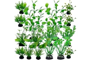 LANCARE Plantas Plásticas para Acuarios, Decoración y Paisajista, Cubierta de Resina para Peces (16pcs Verde A)