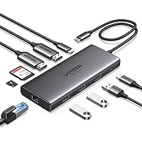 UGREEN Revodok Pro 210 Hub USB C Double HDMI 4K60Hz 8K30Hz Extension 2 Écrans 10 en 1 Docking Station Accueil Adaptateur Ethe