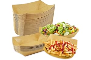 VICBOU 80 Piezas Cuencos de Cartón,Bandejas de Papel para Alimentos, Cuencos de Comida para Dedos,para Papas Fritas,Bocadillos,Macarons y Otros Alimentos,Observación, Tiendas,Fiestas,Picnic (295.7 ml)
