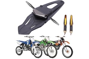 JMTBNO Feu Stop Arrière LED Rouge pour Moto Tout Terrain avec Ambre Clignotant Universel pour Motocross Off-Road (lentille noire fumée)