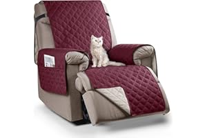 TAOCOCO Recliner Sofa Covers, Sofa Cover Waterproof Protector, Chair Covers For Armchairs With Side Pocket(1 Seater,Wine Red), (JS-SXDFG1WR)