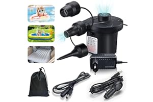 ROSELEE Inflador Electrico 2 en 1 Inflardor y Deflactor Bomba de Aire Eléctrica Portátil con 3 Boquillas Inflador Colchon Hinchable,Deflactor para Piscinas Barcos Juguetes Camping con Cable de Extensión