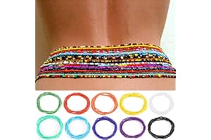 Sethain Mode Perles Taille Chaîne africain Ventre Perle Chaîne du corps plage 10 pièces Taille Bijoux Été Accessoires de carrosserie pour femme Perte de poids (01)