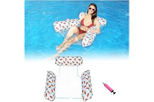 TOGETDREAM Aufblasbare Wasserhängematte Schwimmbett, Pool Hängematte mit Mesh, 4 in1 Schwebende Luftmatratze Wasser Hängematte für Erwachsene und Kinder, Pool Loungesessel