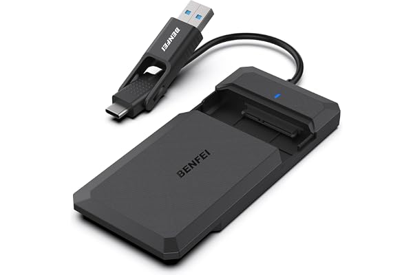 BENFEI Boîtier Externe pour Disque Dur 2,5", boîtier USB 3.2 Gen 1 5Gbps pour SATA HDD et SSD de 2,5'' et 7/9,5 mm, USB C/A 2 en 1 Lecteur Disque Dur, boîtier SSD UASP & Trim Accelerated, sans Outil