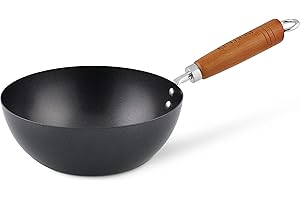 Ken Hom Mini Wok Acier au Carbone, 20cm, Classic, Léger avec revêtement anti-adhésif double couche, Ne passe pas au lave-vaisselle, Garantie de 2 ans, KH320001