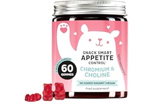 Snack Smart Appetite Control Gummies – with Chromium Picolinate and Choline – No Added Sugars, Vegan – 60 Pieces (1 Month Supply) – Bears with Benefits