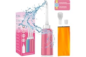 BANDEAX Po Shower Dusche XL 500ml mobil tragbar mit 2 Köpfe - Easy Portable Bidet für Unterwegs, Reise - Tragbare Intimdusche wasserdicht mit Beutel - Pflege für Frau, Mann, Kinder und Baby Rosa