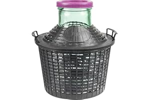 DIAH DO IT AT HOME Demijohn Carboy en verre dans un panier de rangement en plastique pour fabrication de vin, fermenteur de ballon à col large (10 L Demijohn)