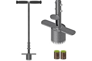 BeneLabel Bulb Planter, 80cm Long Handle Bulb Transplanter Lawn Flower Planting Tool 8cm Depth Sod Plugger Sharp Serration Garden Multitool with Automatic Soil Release for Soil Sampler, Black