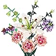 Aputue Bouquet Building Set, 514 Pieces Lily Building Blocks Sets with Lights, Pink Dianthus Lily Creative Toys Kits with Gift Box, DIY Unique Decoration Home for Girl for Gift