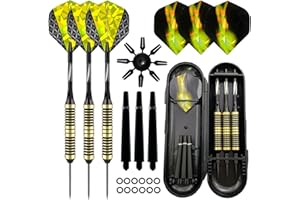 AIQILAI Steel Tip Darts Set,3 Pack Professional Dart with Aluminum Shafts and Darts Case