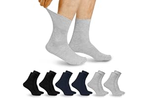 Aomig 6 Szt. Męskie Miękkie Bawełniane Skarpety dla Cukrzyków, Bardzo Szerokie, Bezszwowe, Do Połowy Łydki, Luźne, Nieelastyczne, Trwałe