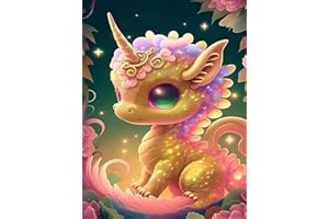 Clendo 5D Diamond Painting Kits for Adults Beginner,DIY Colorful Cute Dragon Paint with Diamonds Pictures DIY Full Drill Gem Painting Kit Diamond Dots for Home Wall Decor