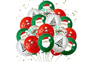 NOJGAC 35 Pcs Merry Christmas Balloons, 12 Inch White Red Green and Flash Latex Christmas Balloons, Merry Xmas Style for Christmas Decoration Party Supplies