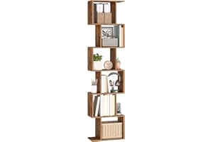 VASAGLE Bookshelf, 6-Tier Bookcase, 24 x 40 x 191 cm, Room Divider, Cube Display Shelf, Freestanding Storage Shelf, for Living room, Bedroom, Office, Rustic Brown LBC461K01