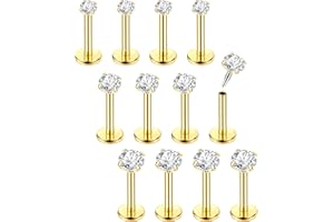 Chriscoco 16G 12Pcs Helix Piercings Chirurgenstahl Piercing Ohr Conch Piercing Nasenpiercing Tragus Piercing lippenpiercing labret Piercing Studs 6/8mm für Frauen Männer