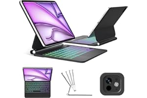 FOGARI Magic Clavier pour iPad Air 13'' (M3,M2)/ Pro 12.9(6e, 5e, 4e, 3e Gén), Étui Trackpad Clavier AZERTY Français Rétroéclairage pour iPad Air 13 (2025,2024)/ Pro 12.9 (2022-2018),Noir