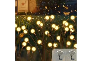 2-pack Solcellslampor för Eldflugor, Utomhus och Trädgård, IP65 Vattentät, 10 LED-Svängande Soldriven Lampor
