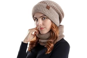 Sahunfri Women's Hat and Scarf Set - Cozy Slouch Beanie & Winter Scarf for Ladies, Perfect for Cold Weather, Soft Acrylic Knit, Comfortable & Stylish, Gift for Women