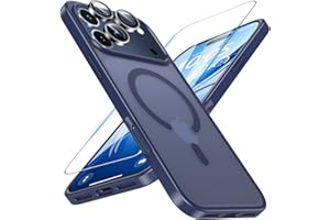 Hensinple für iPhone 17 Pro Hülle 2025 für Mag-Safe mit Panzer Schutz Glas und Kameraschutz, Magnetische Handyhülle Stoßfest Kratzfest Matt Schutzhülle Case für iPhone 17 Pro 6,3 Zoll (Blau)