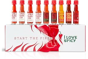 ‎I LOVE SPICY Start the Fire Zestaw Prezentowy – 9 x 20 ml Fermentowane Sosy Chili – Od Łagodnego do Brutalnego – Zestaw Degustacyjny – Ręcznie Robione – Bez Dodatków