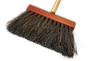 Balai de ménage Piassava Type Mickey | 3 Rangs | Largeur 25 cm | Douille vissante | Manche Bois 1,25 m | Garage et Terrasse | Kibros 2341b