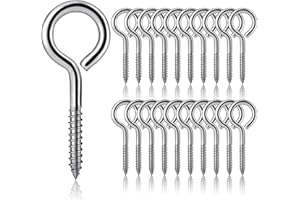 Gukasxi Ojos de tornillo de acero inoxidable 304, resistentes, para gancho de metal, ganchos de tornillo en el ojal para hamaca, terminales de madera (paquete de 20)