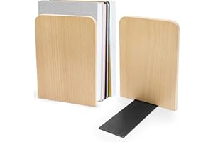 VEFTSVY Sujetalibros de madera para estanterías, sujetalibros resistentes, soporte para libros o CD, 1 par (17 x 12 x 11,3 cm)