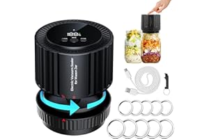 Domigard Electric Mason Jar Vacuum Sealer Kit,3 in 1 Cordless Vacuum Sealer Machine for Wide&Regular Mouth,with Can Opener, Lids and USB cable, Seal Containers for Food Storage and Fermentation