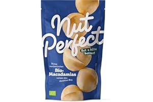 ‎NUT PERFECT BUT A BITE BETTER! Nut Perfect | Bio-Macadamias | Leckere Knabberei | Zart-cremige, buttrige Textur | Keine Pestizide durch Bio-zertifizierten Anbau | Handarbeit in vielen Produktionsschritten | 80 g