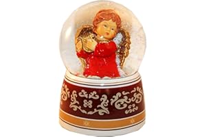 SCHNEEKUGELHAUS MINIUM-Collection 20032 Bola de Nieve Mensajero del Cielo Rojo con Platillo y Caja de Música Diametro 100mm