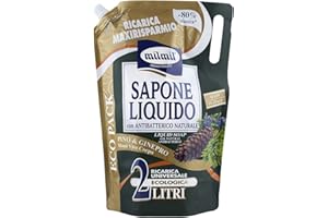 Milmil Sapone Liquido, Fragranza Pino & Ginepro, Ricarica Universale Maxirisparmio, Dermatologicamente Testato con Antibatterico Naturale - 2000 ML