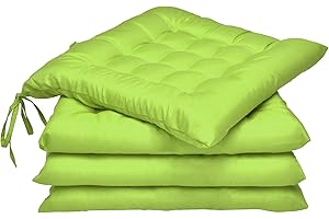 Beautissu Lea Set de 4 Cojines para Sillas de Jardin 40x40 cm con Lazos – Cojin de Asiento para Interior y Exterior con un Grosor de 5 cm – Cojín Verde Manzana para Muebles de Jardín y Sillas