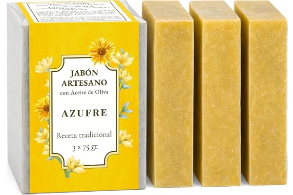 CABRERIZO SOAP Jabon de Azufre en barra 3 x 75 g. - Jabon Azufre Sarna | Jabon de azufre para el cuerpo