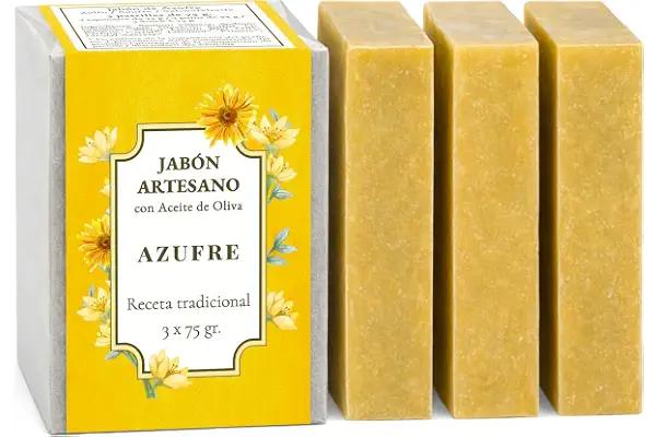 CABRERIZO SOAP Jabon de Azufre en barra 3 x 75 g. - Jabon Azufre Sarna | Jabon de azufre para el cuerpo