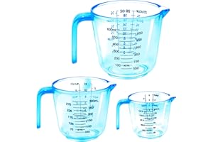 HONGTELLOR Plastic Measuring Jug, BPA Free Measuring Cups,Measuring Cup Jugs for Baking Cooking, 150ML, 300ML, 600ML, Easy to Read Measurements, Cook with Accuracy (Blue)