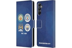 Head Case Designs Officially Licensed Manchester City Man City FC 1894 Navy Blue Geometric Historic Crest Evolution Leather Wallet Case Compatible With Samsung Galaxy A05s