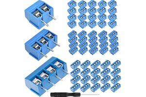 DAOKAI KF301 Morsettiera PCB Passo 5 mm 2P 3P 4P Connettore a Vite di Montaggio Blu (20 x 2 Pin, 20 x 3 Pin, 20 x 4 Pin) per Breadboard con Cacciavite Phillips