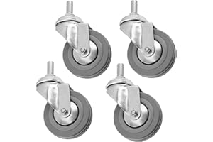 SPARES2GO Universal Swivel Castor Trolley Wheel M10 Screw Mini (Pack of 4 Wheels, 50mm)
