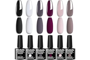 Allenbelle Nagellack, semi-permanent, UV-/LED-Gel, Nail Art, Soak Off, Maniküre (7,3 ml/Stück, 6 Stück) 010