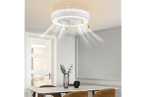 BURUIYOTEN Led Deckenventilator Fan Licht Moderne Mit Fernbedienung Wohnzimmer LüFter Deckenlampe 3-Stufen 23" Decken Ventilator Lampe Dimmbar KüHler Tages-Licht Dimmbare Unterputz Lamp Luft Deckenventilatoren