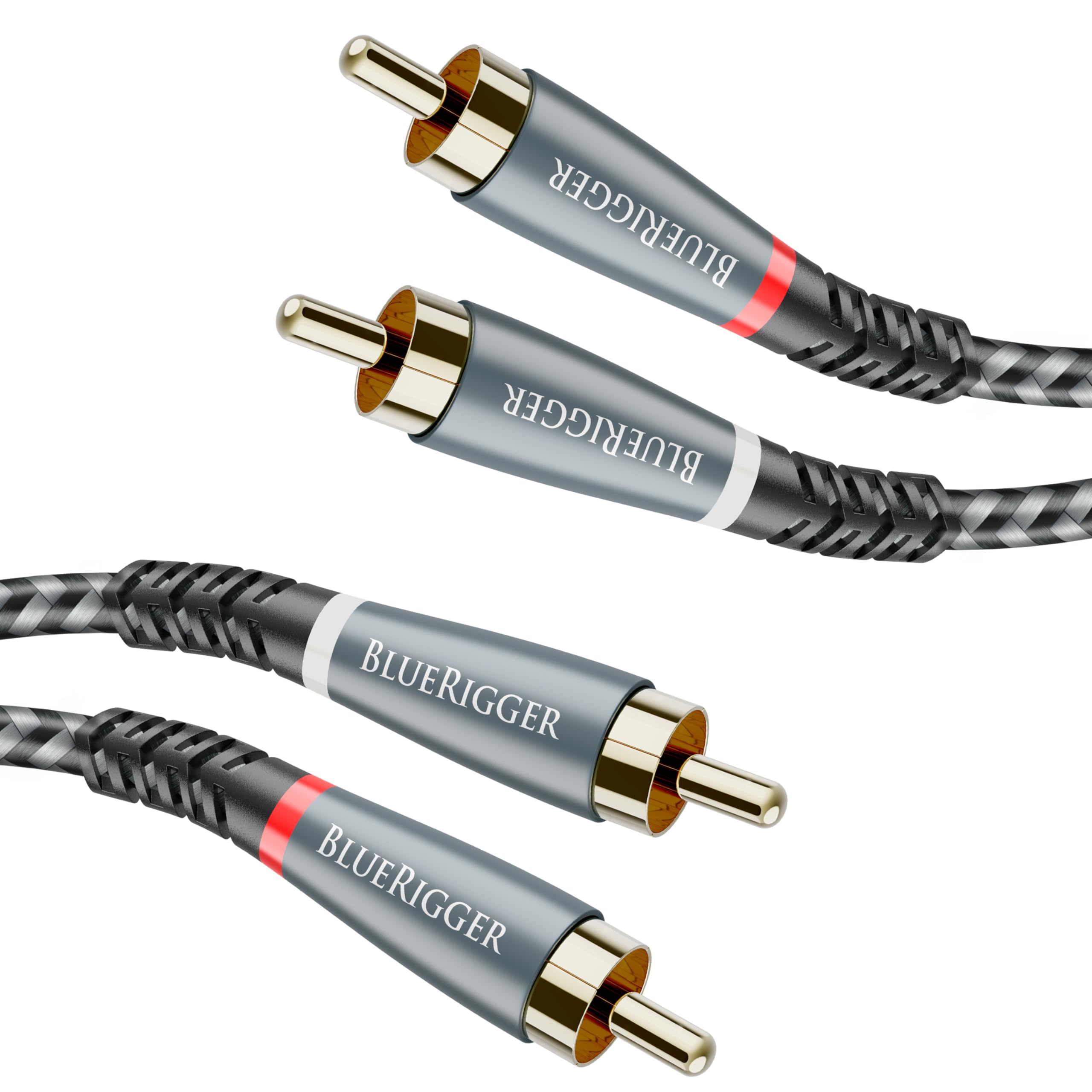 BlueRigger Dual Shielded Subwoofer Audio RCA Cable for DVD Player with Gold Plated connectors (2RCA-TO-2RCA-6FT / 2 Meters)
